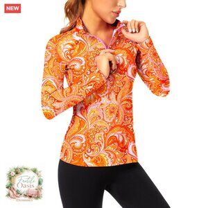 Long Sleeve Quarter Zip Pullover Athletic Top Collared Tennis Workout Shirt